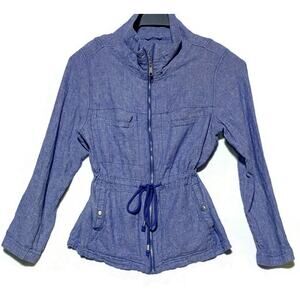 Old Navy Lightweight Zip Up Jacket Size Large Light Blue With Drawstring